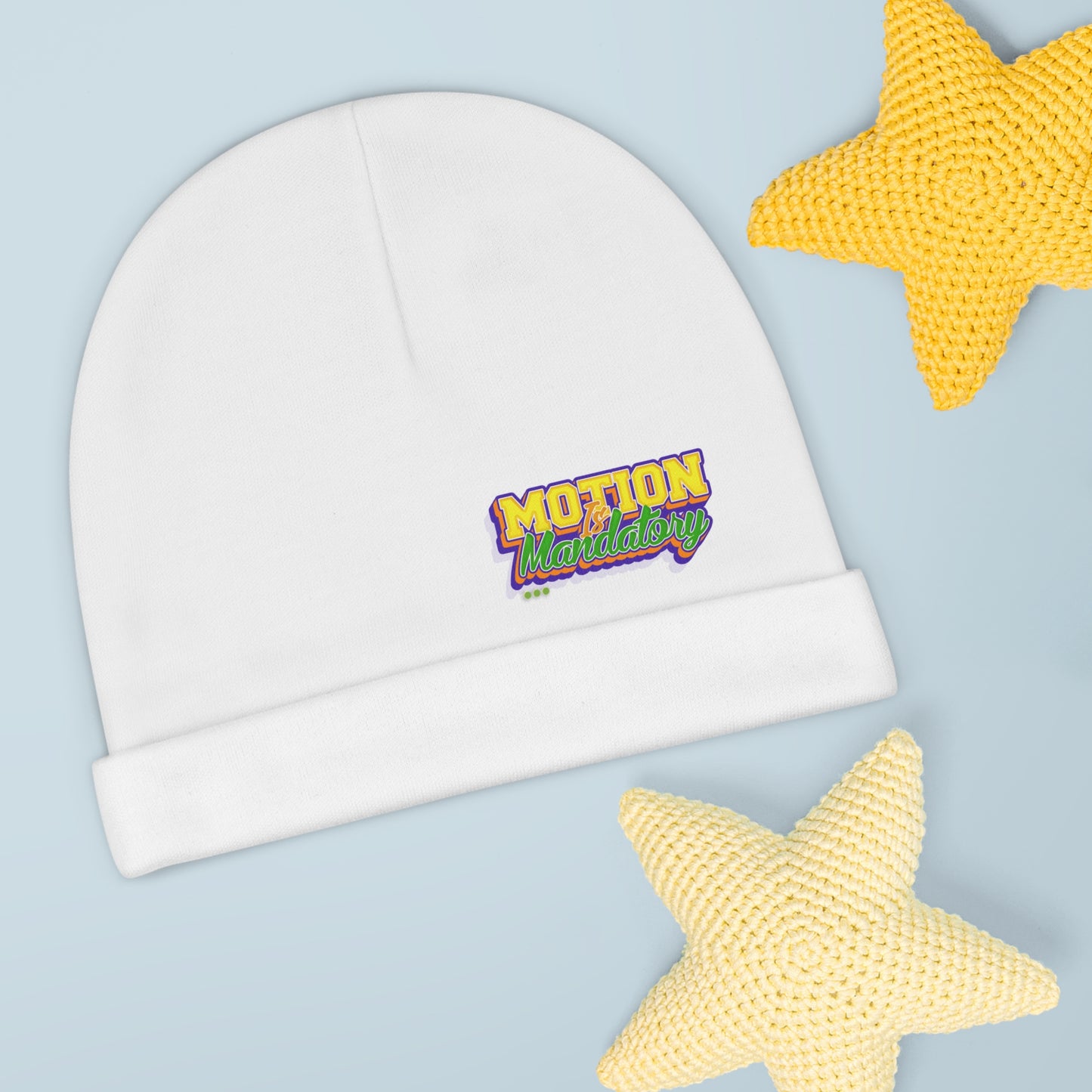 Motion Is Mandatory Baby Beanie (AOP)
