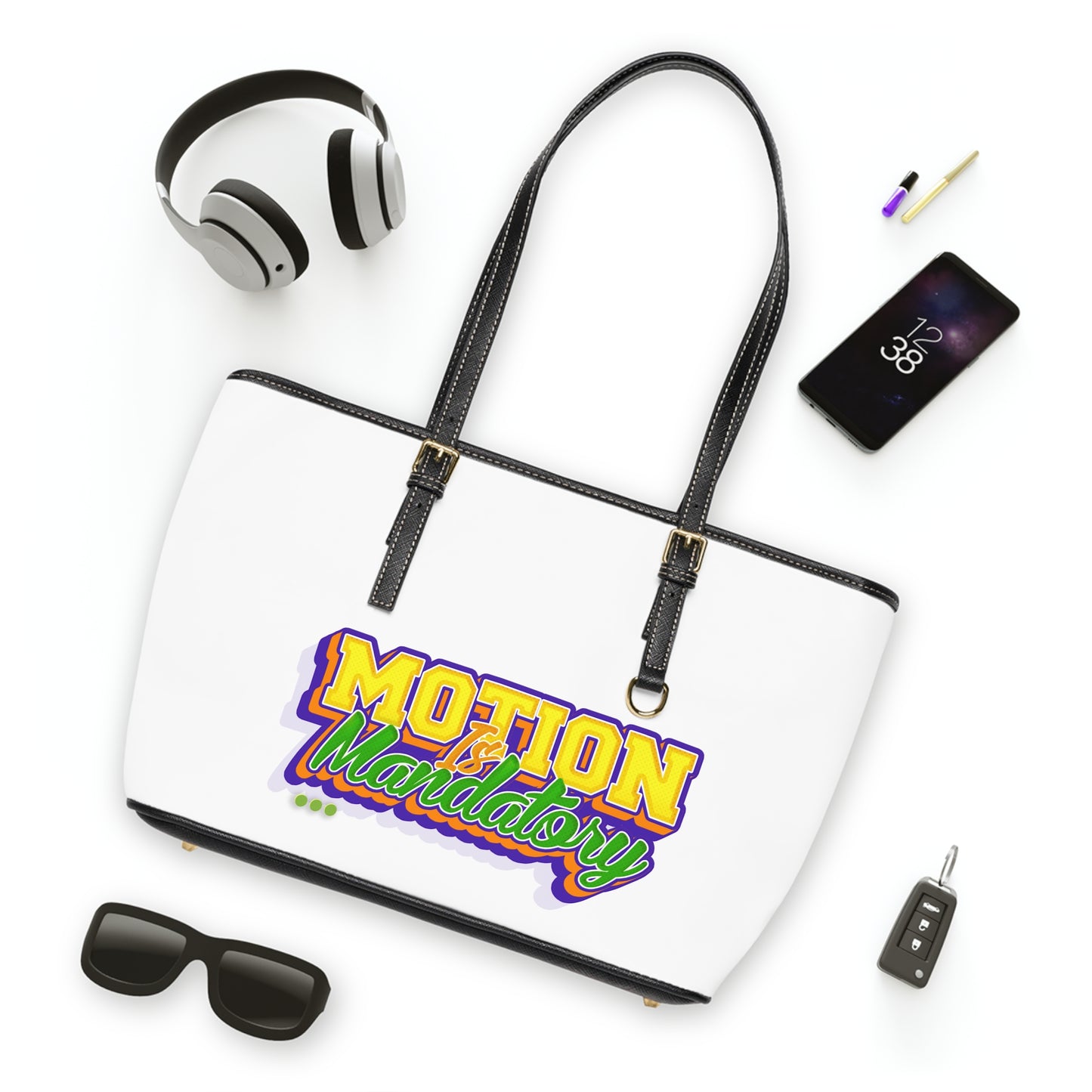 Motion Is Mandatory Leather Shoulder Bag
