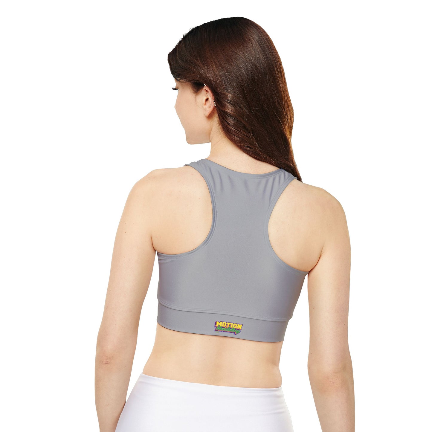 Motion Is Mandatory Fully Lined, Padded Sports Bra (AOP)