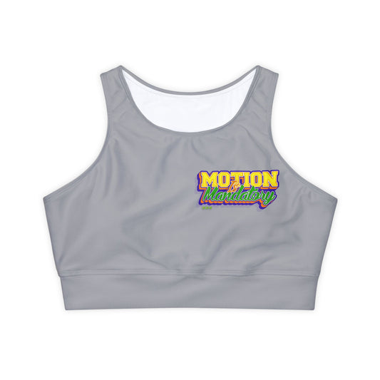 Motion Is Mandatory Fully Lined, Padded Sports Bra (AOP)