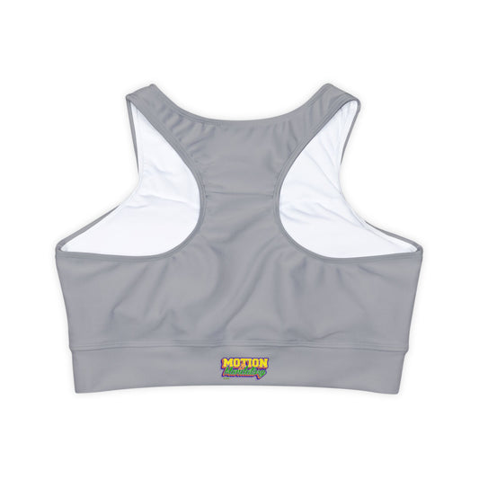 Motion Is Mandatory Fully Lined, Padded Sports Bra (AOP)